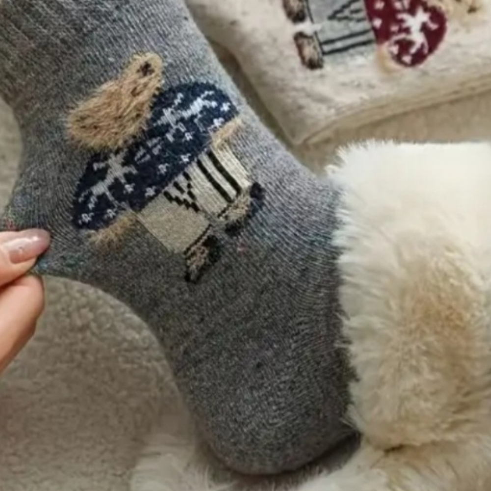 Polo RL 3 Pairs Cozy Bear Patterned  Socks - 2 Grey and 1 Black - Picture 7 of 9